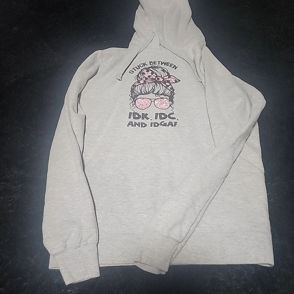 Gray Graphic Hoodie Womens